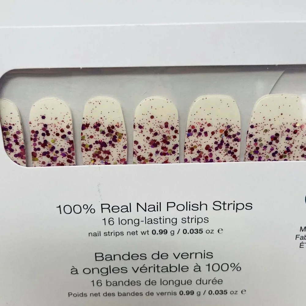 Color Street 100% Real Nail Polish‎ Strips Cannes Fetti Red Glitter 16 Pieces